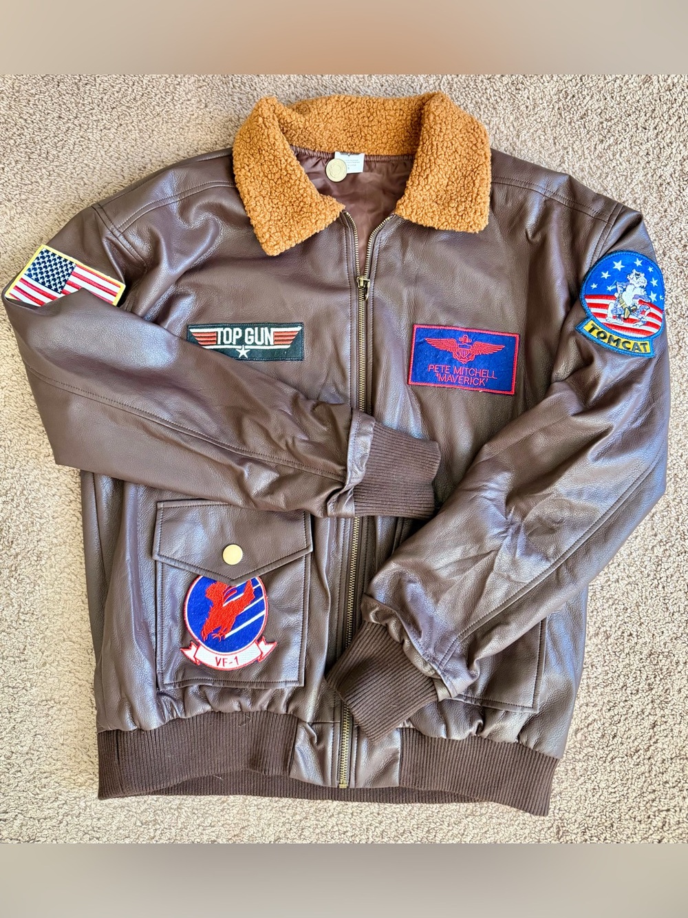Top Gun Maverick Faux Brown Leather Aviator Jacket Tom Cruise Movie